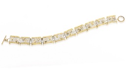 Thumb kahl  shelli confetti link bracelet  sterling silver  14k gold  1ct tw round diamonds