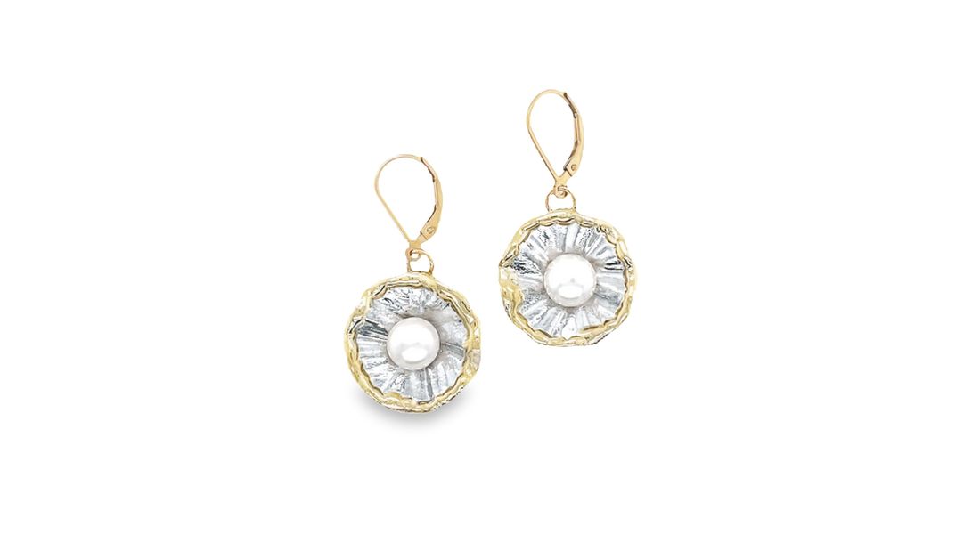 Lg image ruffled pearl earrings